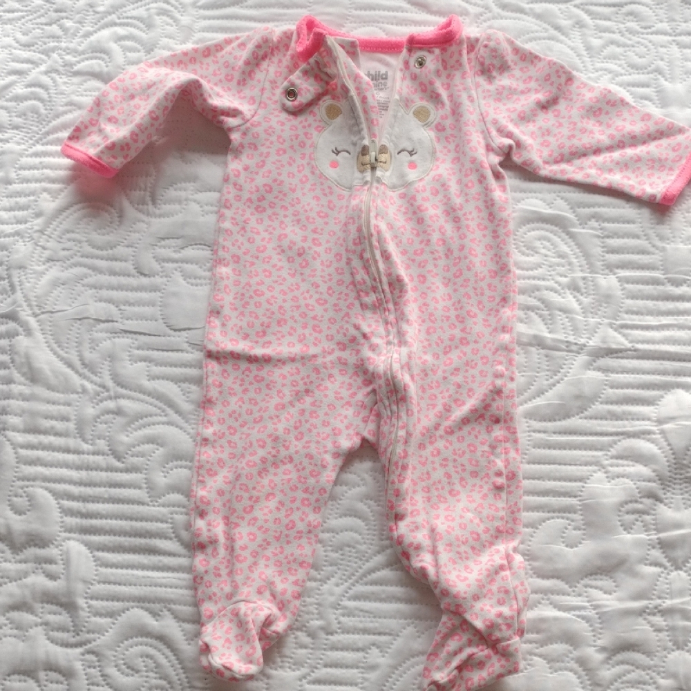 Child of Mine Pink Floral Bear One Piece
